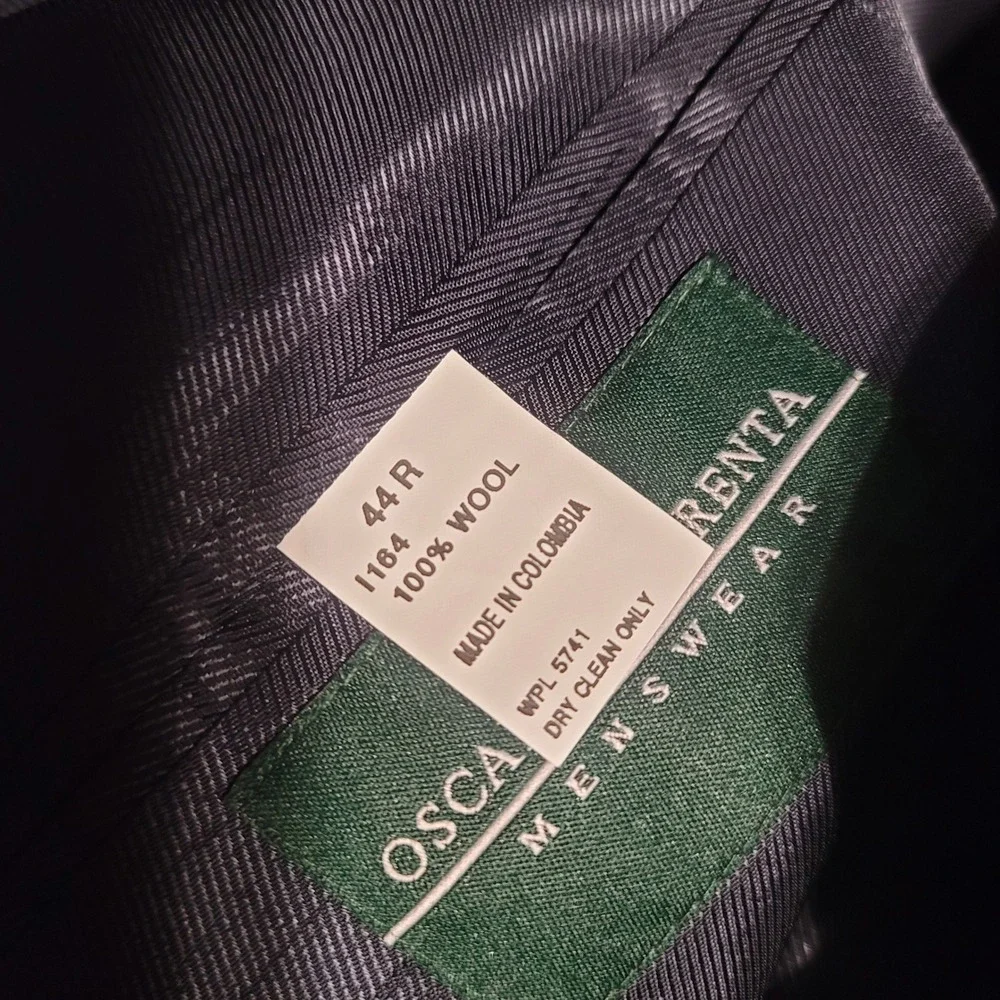Oscar de la Renta Mens Navy Blue 100% Wool Blazer Sport‎ Coat Brass Buttons 44R
